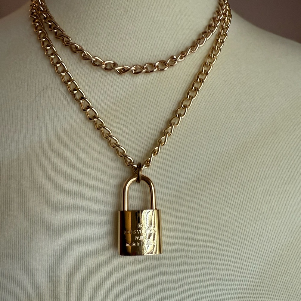 Louis Vuitton Gold Padlock Pendant Necklace